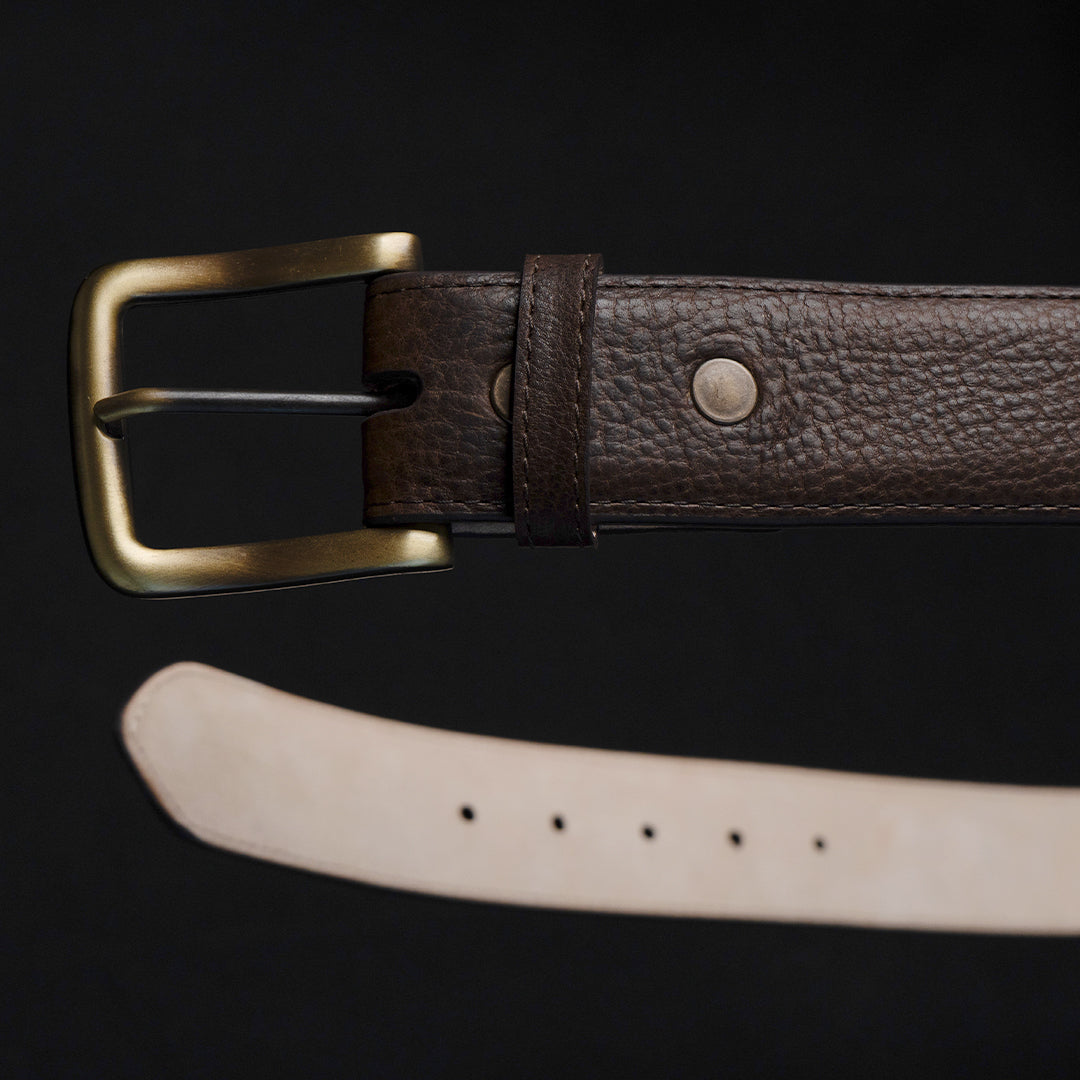 Sierra American Bison Leather Belt - Brown