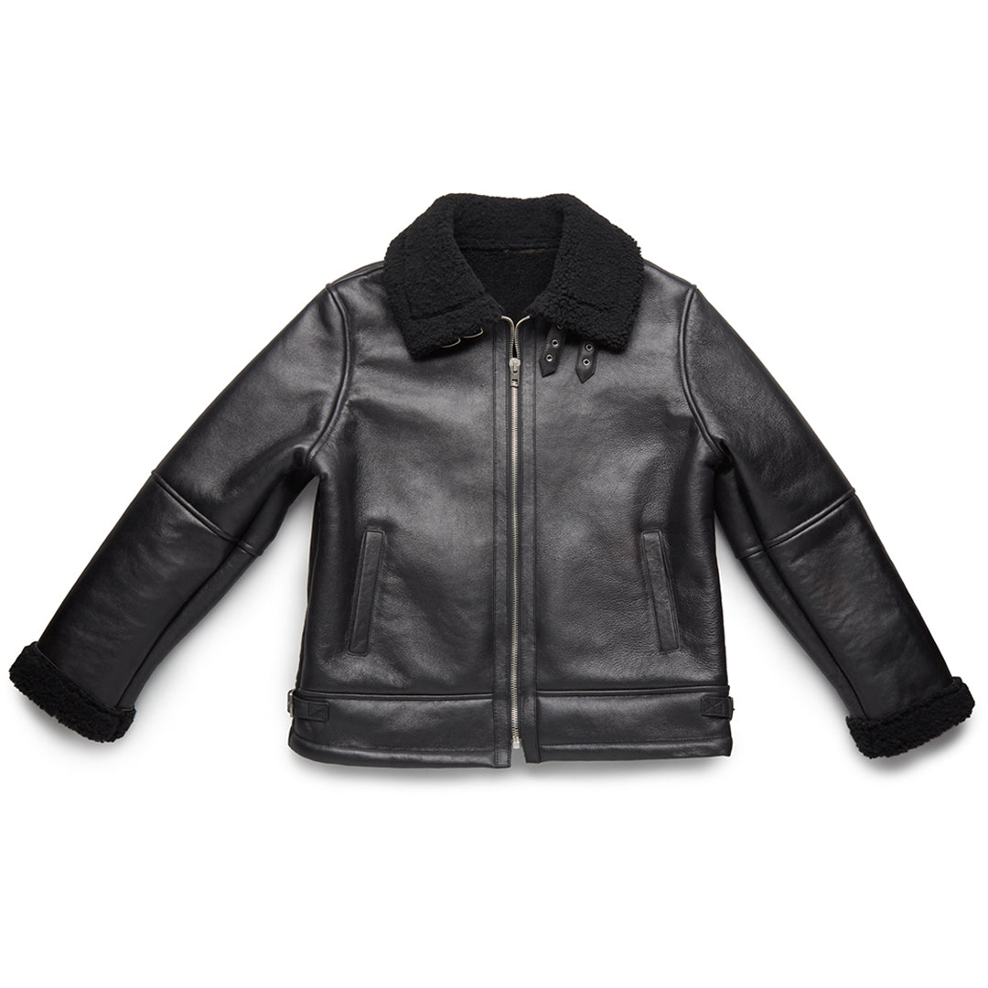 B3 SHEARLING FLIGHT LEATHER JACKET - OLD BLACK