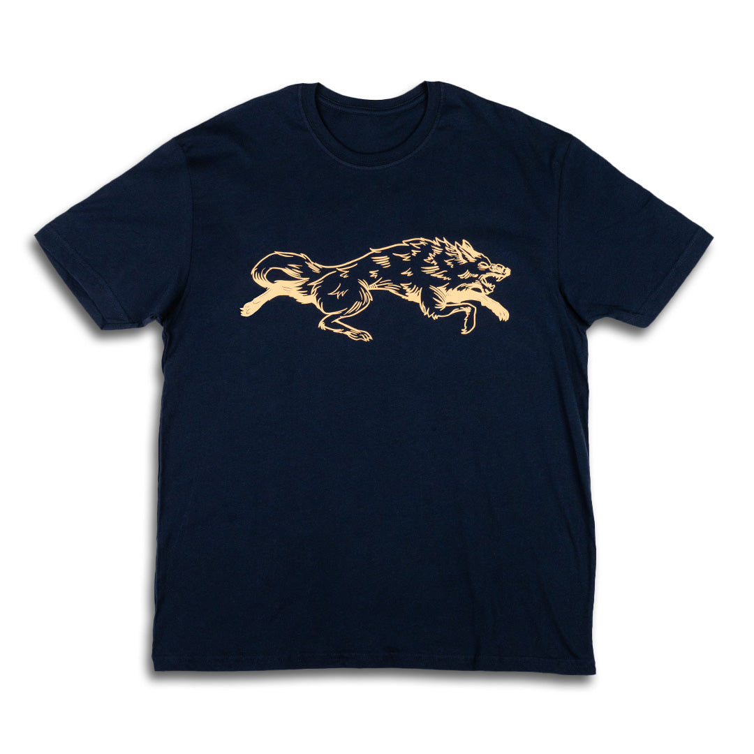 VINTAGE WOLF TEE SHIRT-NAVY