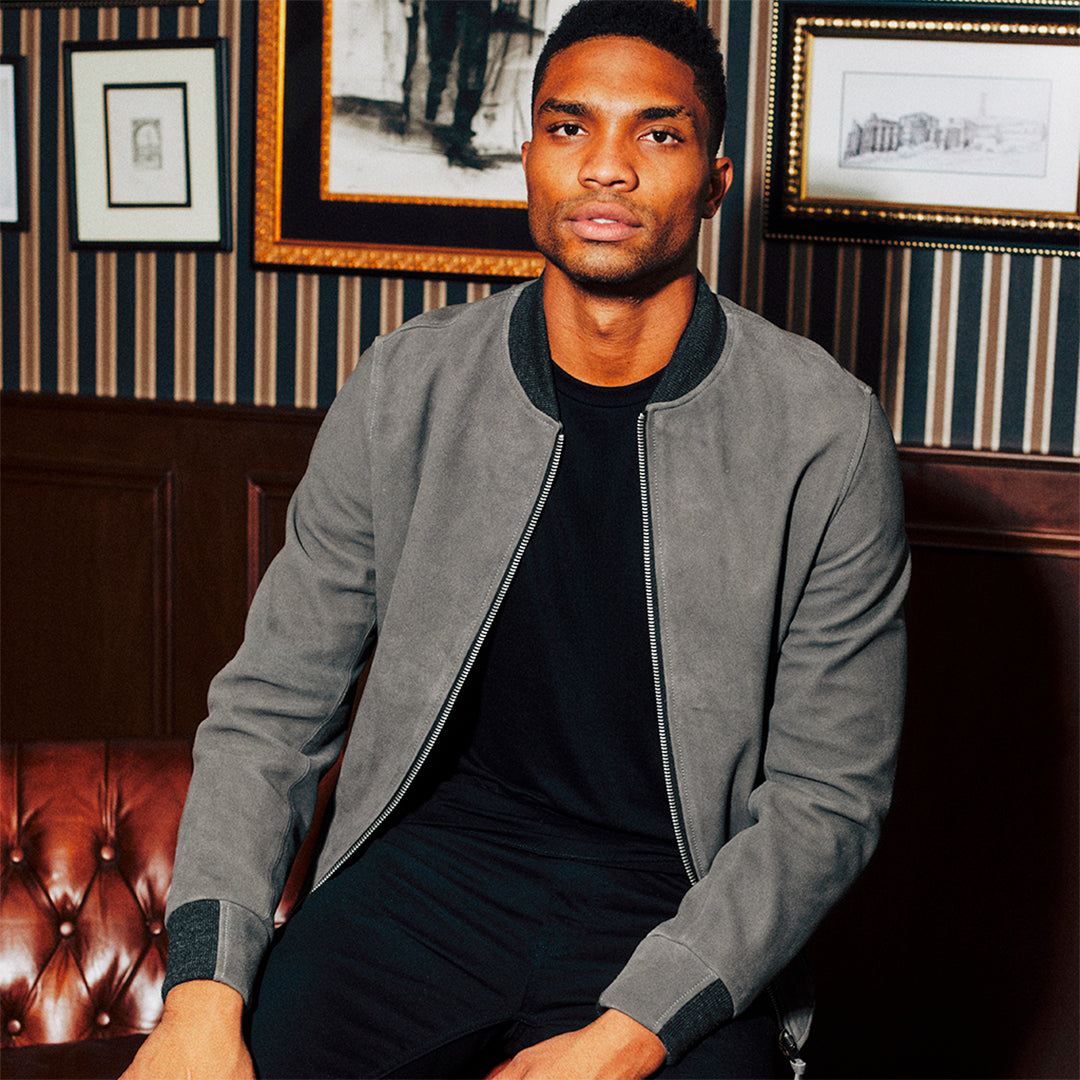 BLACK ELK BOMBER SUEDE JACKET - GRAY