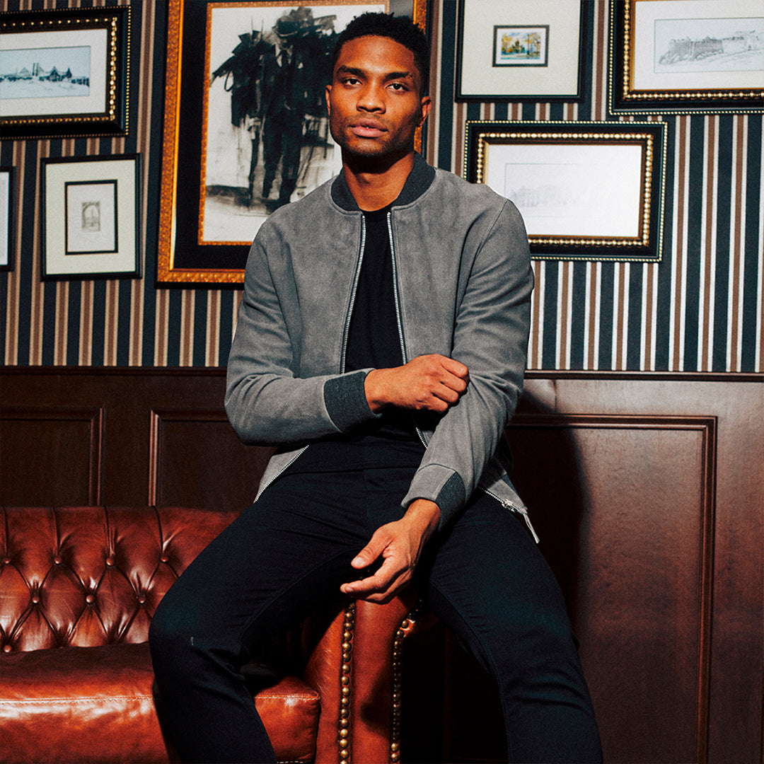 BLACK ELK BOMBER SUEDE JACKET - GRAY