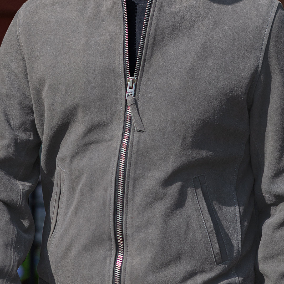 BLACK ELK BOMBER SUEDE JACKET - GRAY