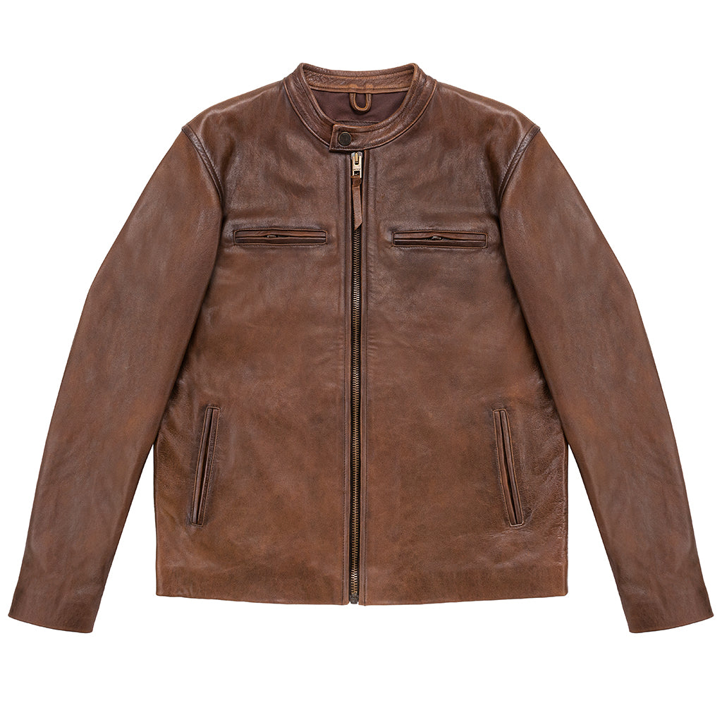WHEELER PEAK RACER LEATHER JACKET - ANTIQUE RUST