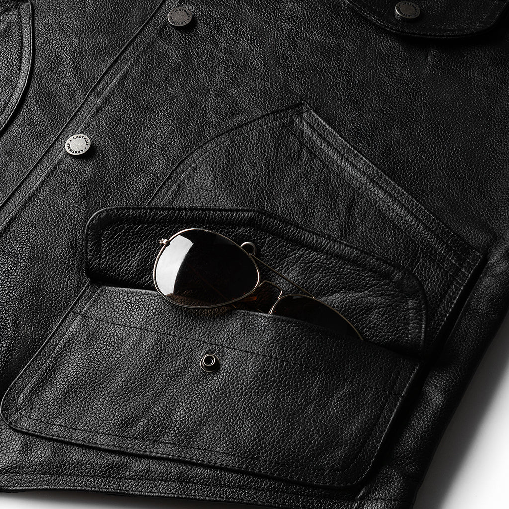 MONTANA LEATHER VEST - RAVEN BLACK