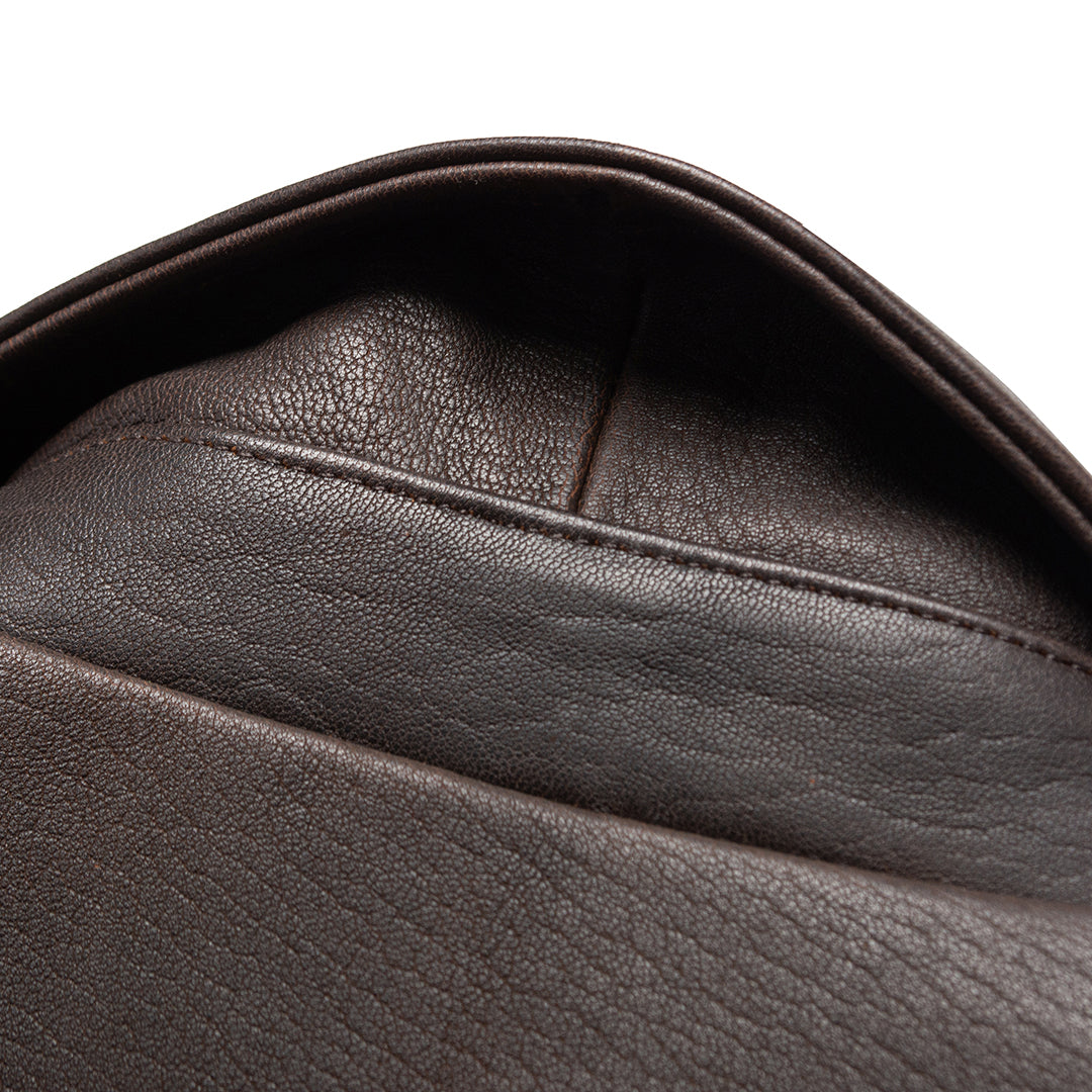 CRAIG MOTO LEATHER JACKET-DARK BROWN