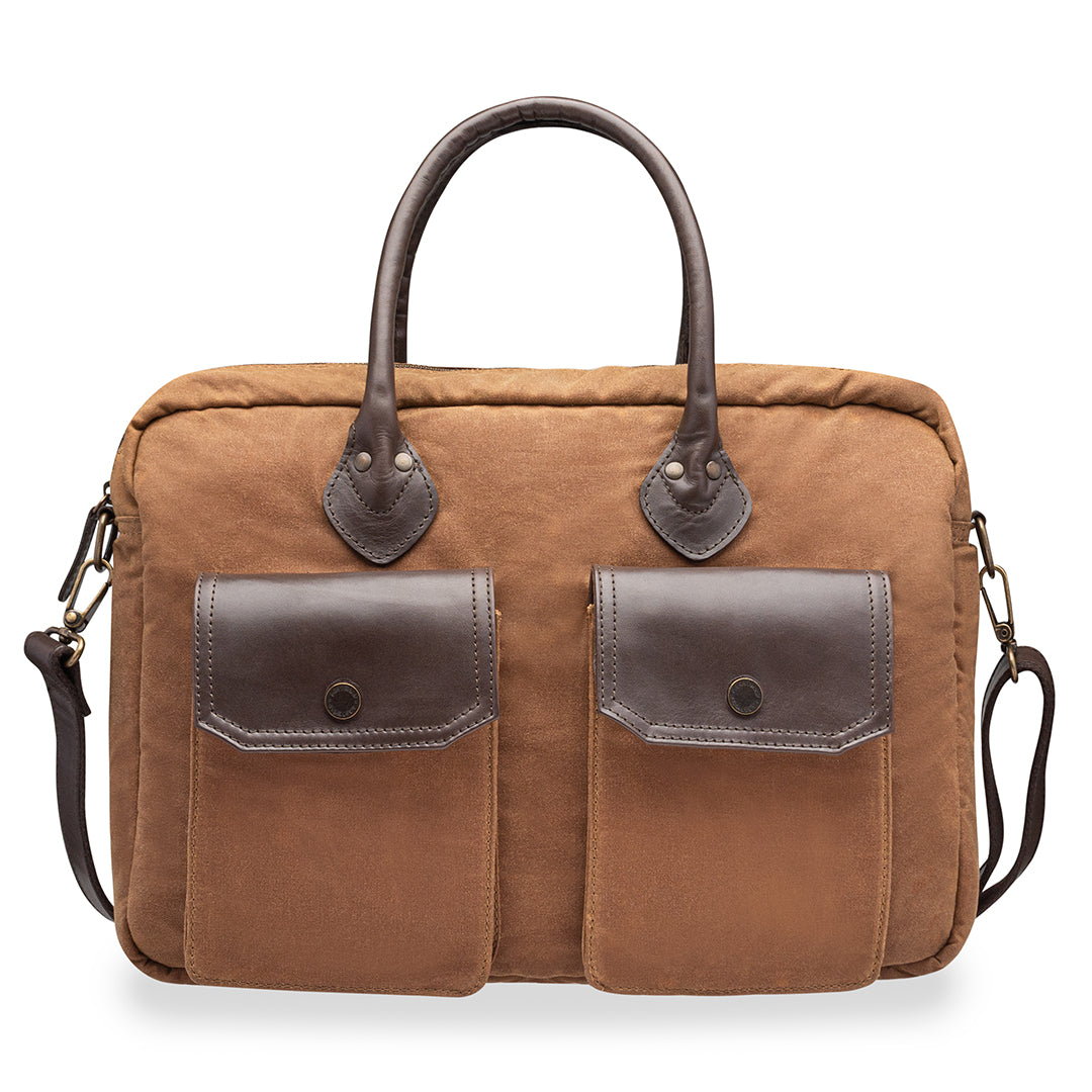 FRONTIER WAX CANVAS MESSENGER BAG - COGNAC COLOR