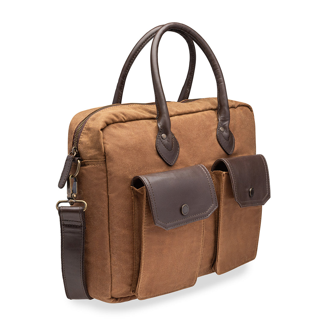 FRONTIER WAX CANVAS MESSENGER BAG - COGNAC COLOR