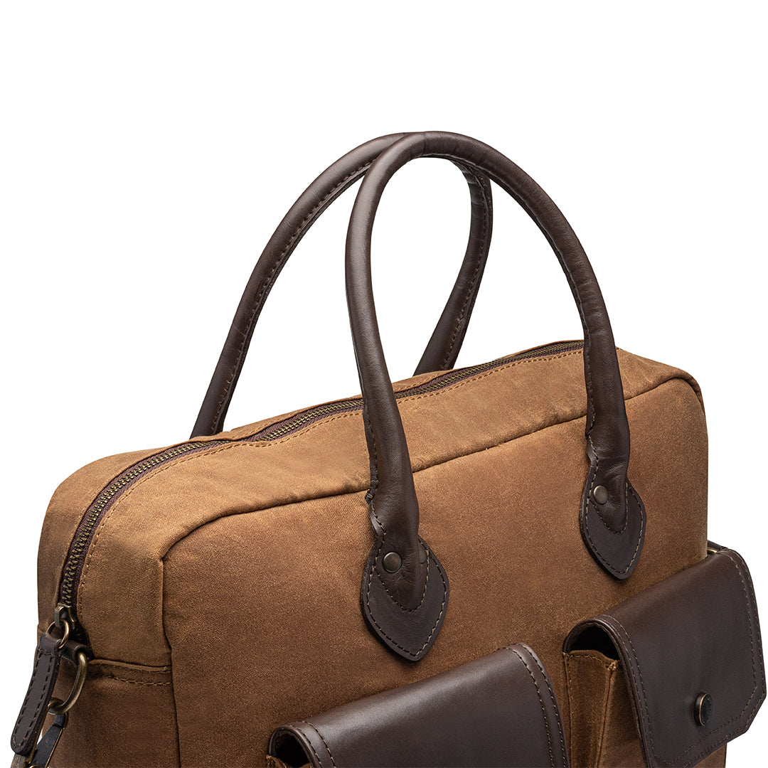 FRONTIER WAX CANVAS MESSENGER BAG - COGNAC COLOR