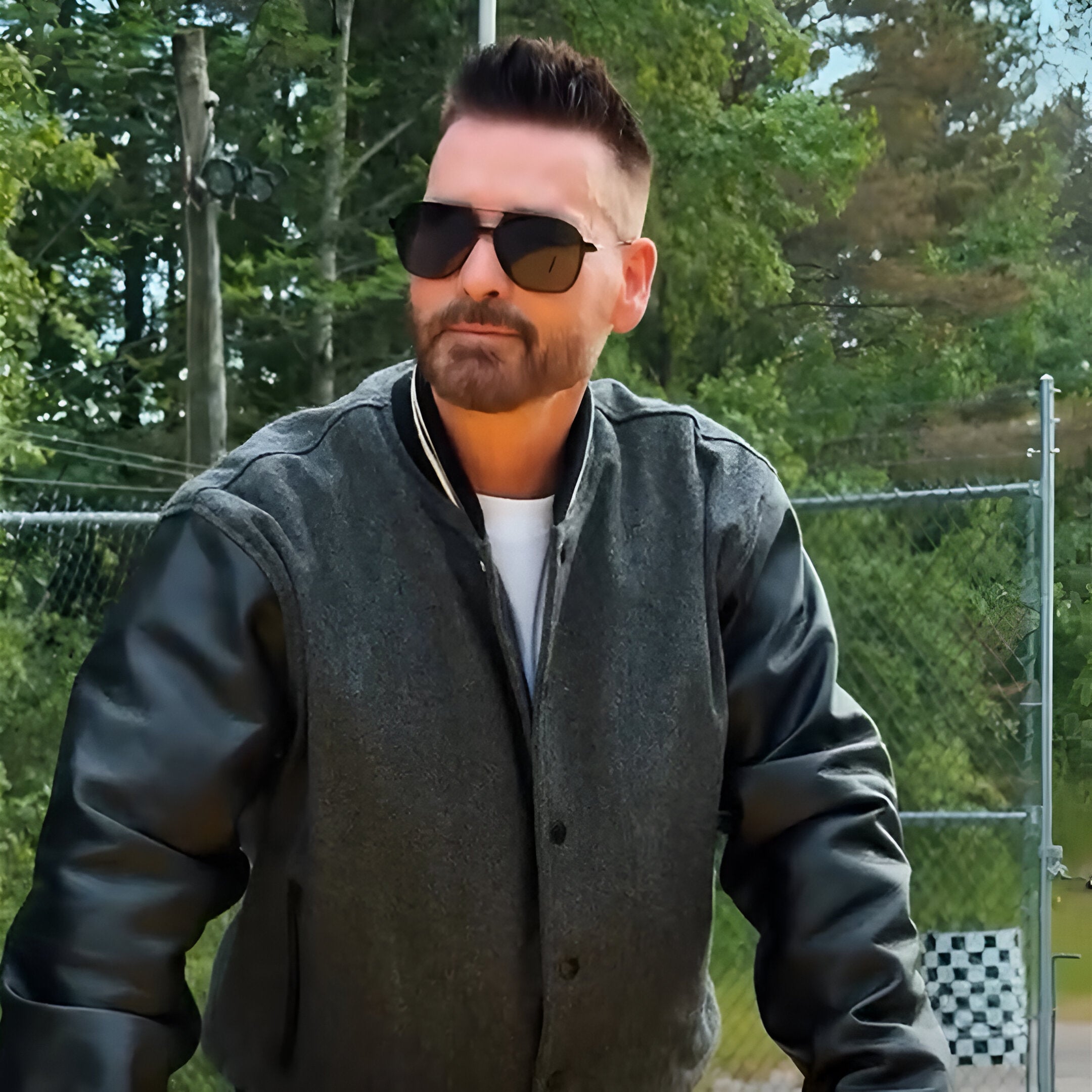 HERRINGBONE VARSITY JACKET - OLD GRAY