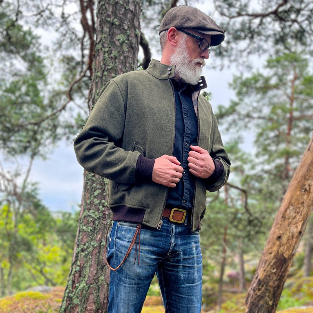 HIGHLAND LODEN BOMBER JACKET - GREEN