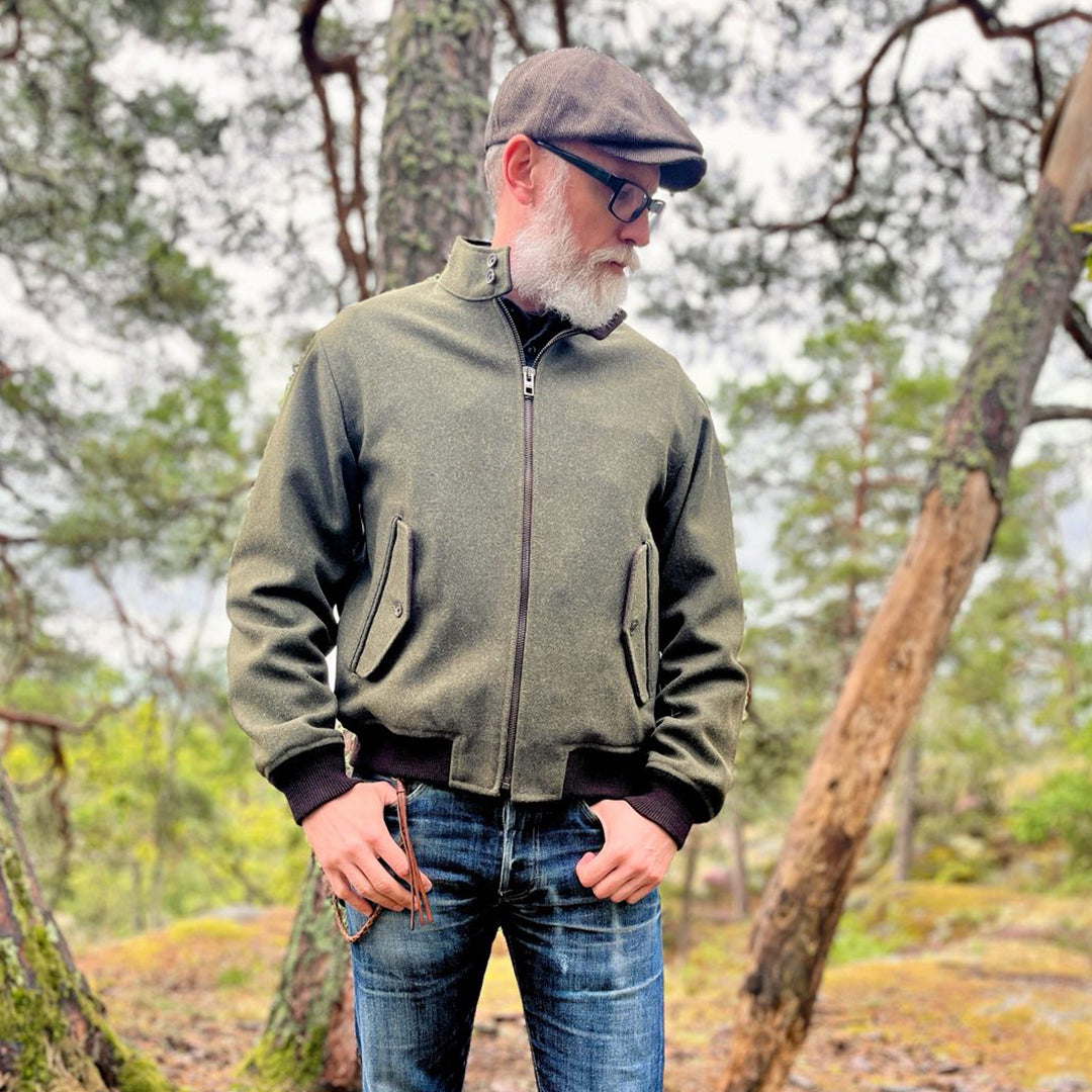 HIGHLAND LODEN BOMBER JACKET - GREEN