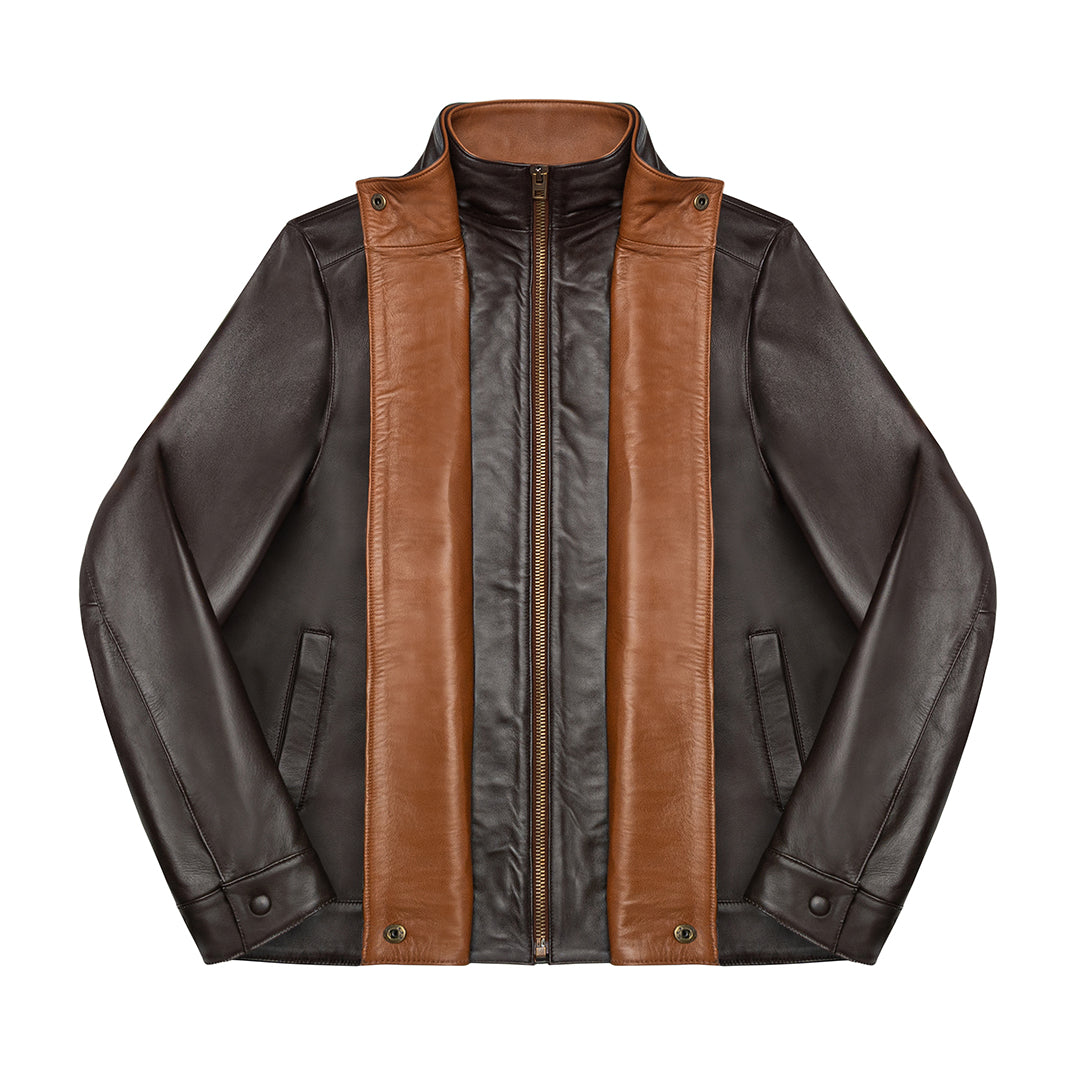 HUDSON DUSK LEATHER JACKET - AUTUM OAK COLOR