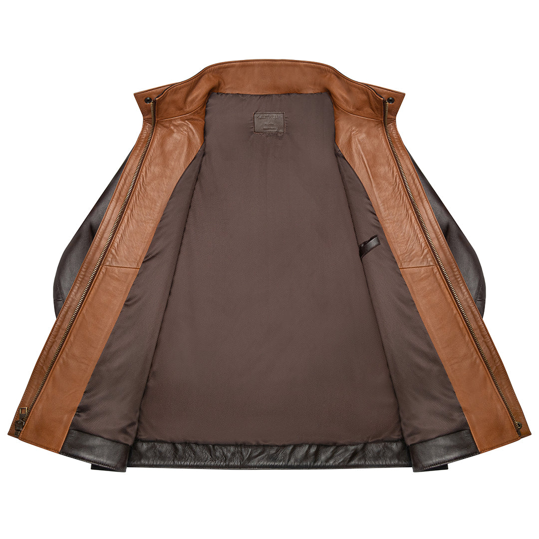 HUDSON DUSK LEATHER JACKET - AUTUM OAK COLOR
