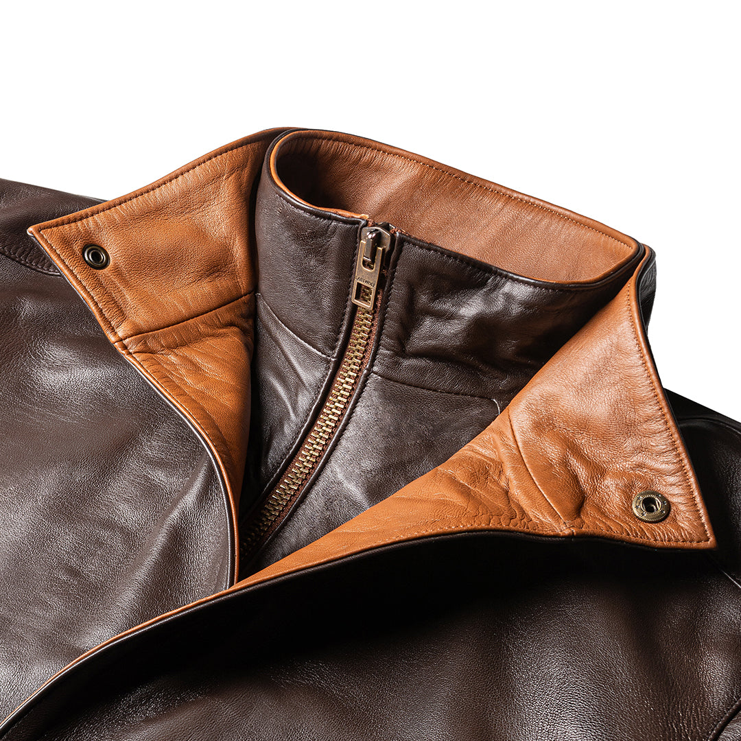 HUDSON DUSK LEATHER JACKET - AUTUM OAK COLOR
