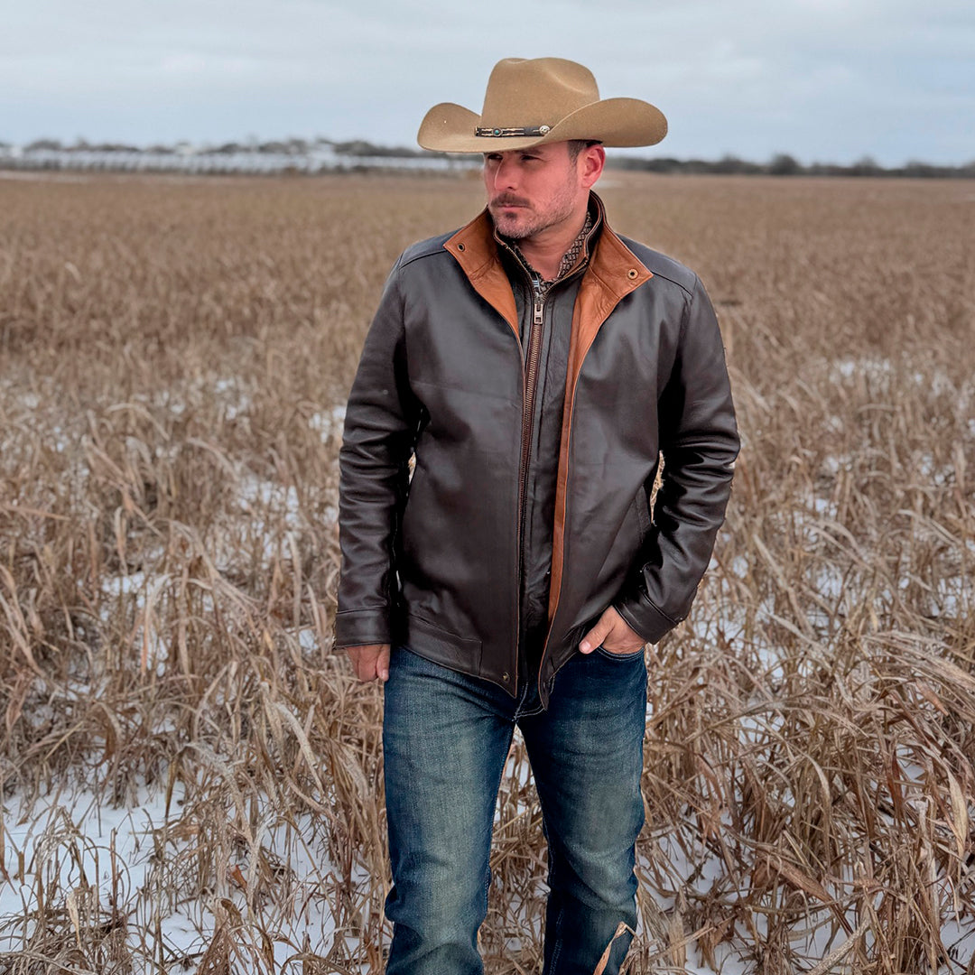 HUDSON DUSK LEATHER JACKET - AUTUM OAK COLOR