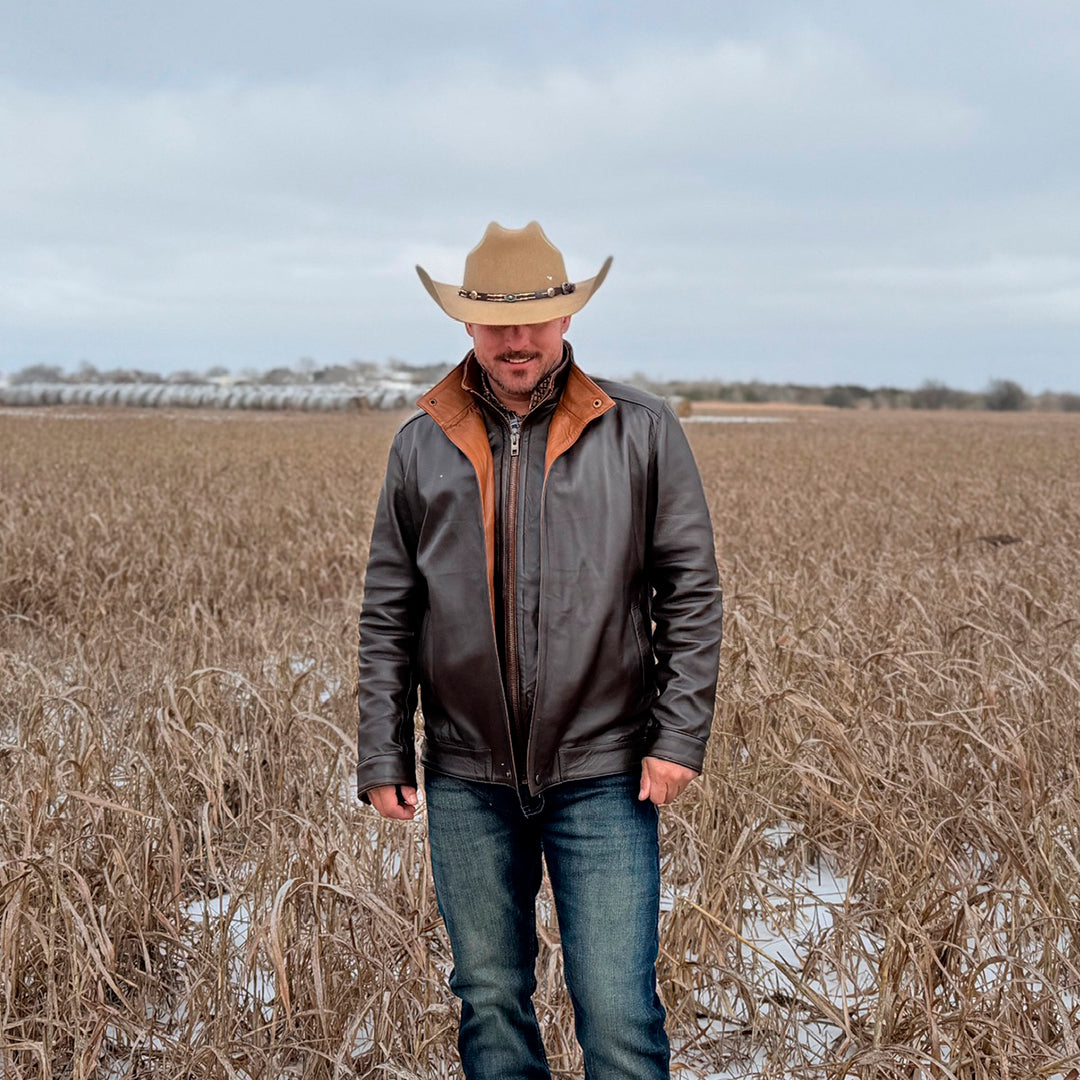 HUDSON DUSK LEATHER JACKET - AUTUM OAK COLOR
