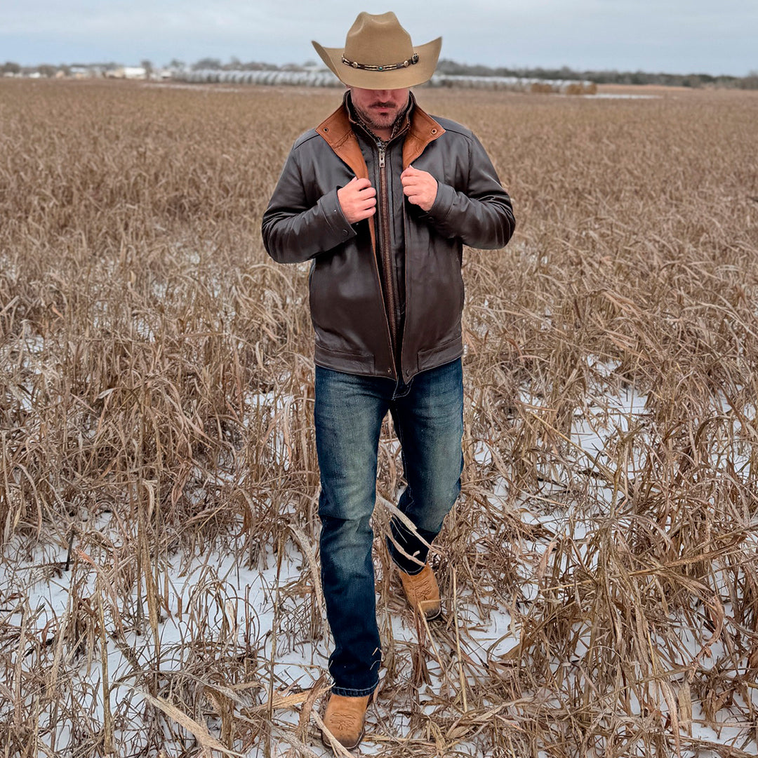 HUDSON DUSK LEATHER JACKET - AUTUM OAK COLOR