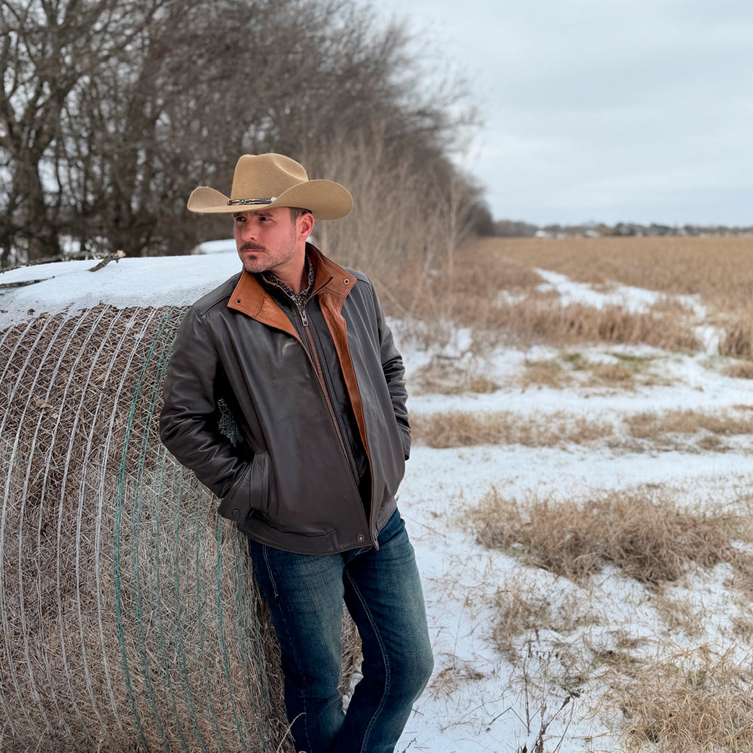 HUDSON DUSK LEATHER JACKET - AUTUM OAK COLOR