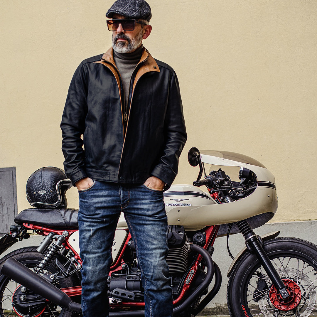 HUDSON DUSK LEATHER JACKET - MIDNIGHT BLUE