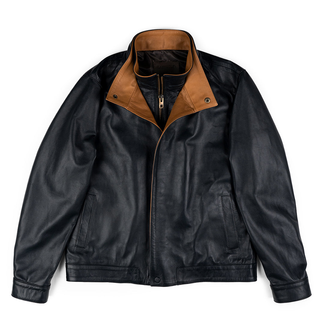 HUDSON DUSK LEATHER JACKET - MIDNIGHT BLUE