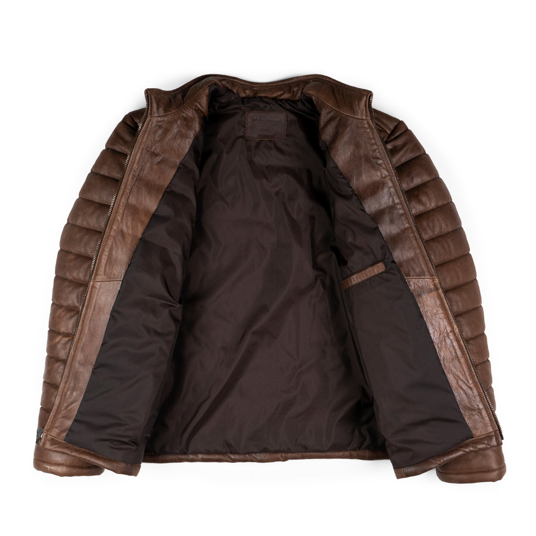 ASPEN RIDGE QUILTED LEATHER JACKET - CHOCOLATE