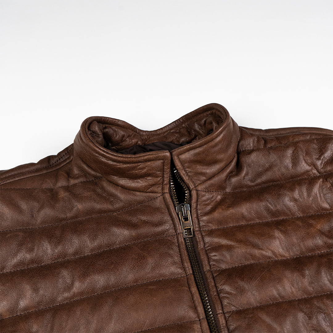 ASPEN RIDGE QUILTED LEATHER JACKET - CHOCOLATE