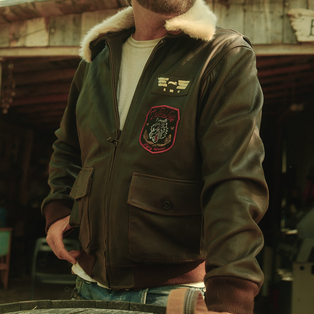 DENALI FLIGHT LEATHER JACKET - BROWN