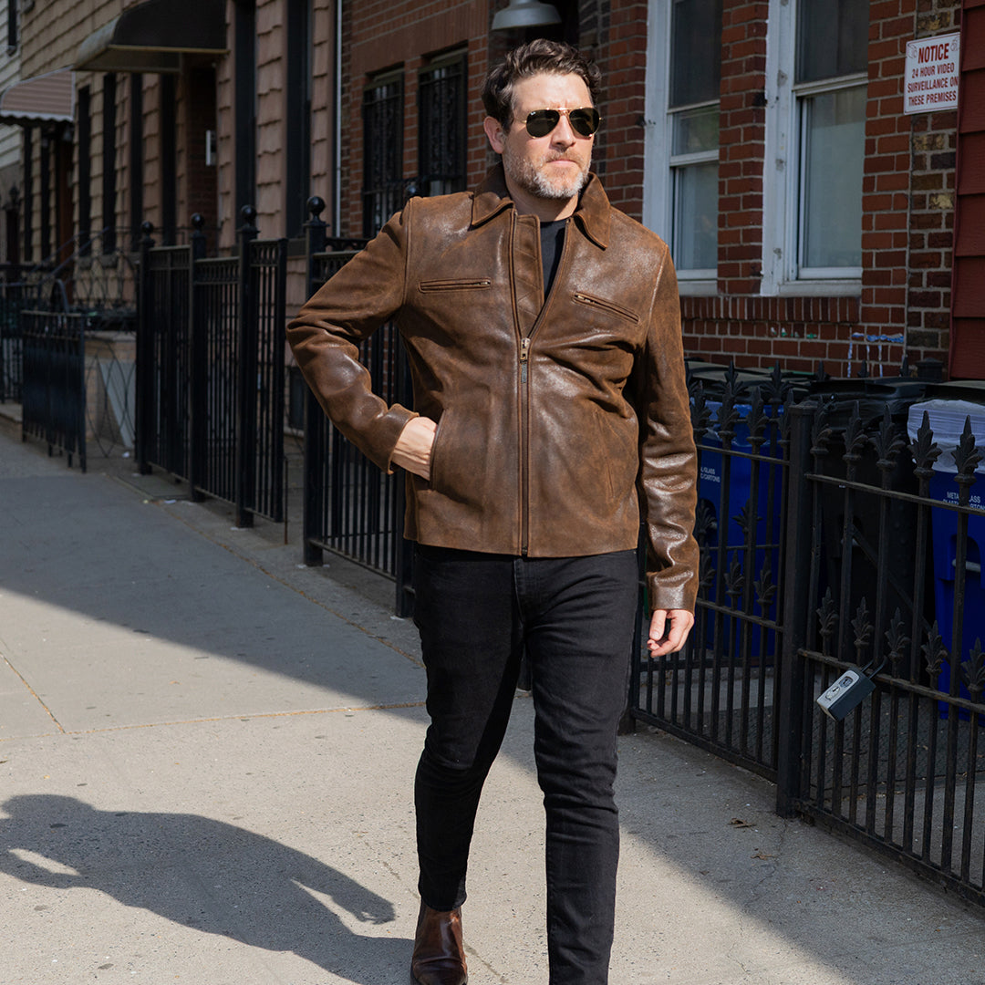 RAINIER MOTO LEATHER JACKET - CRACKED BROWN