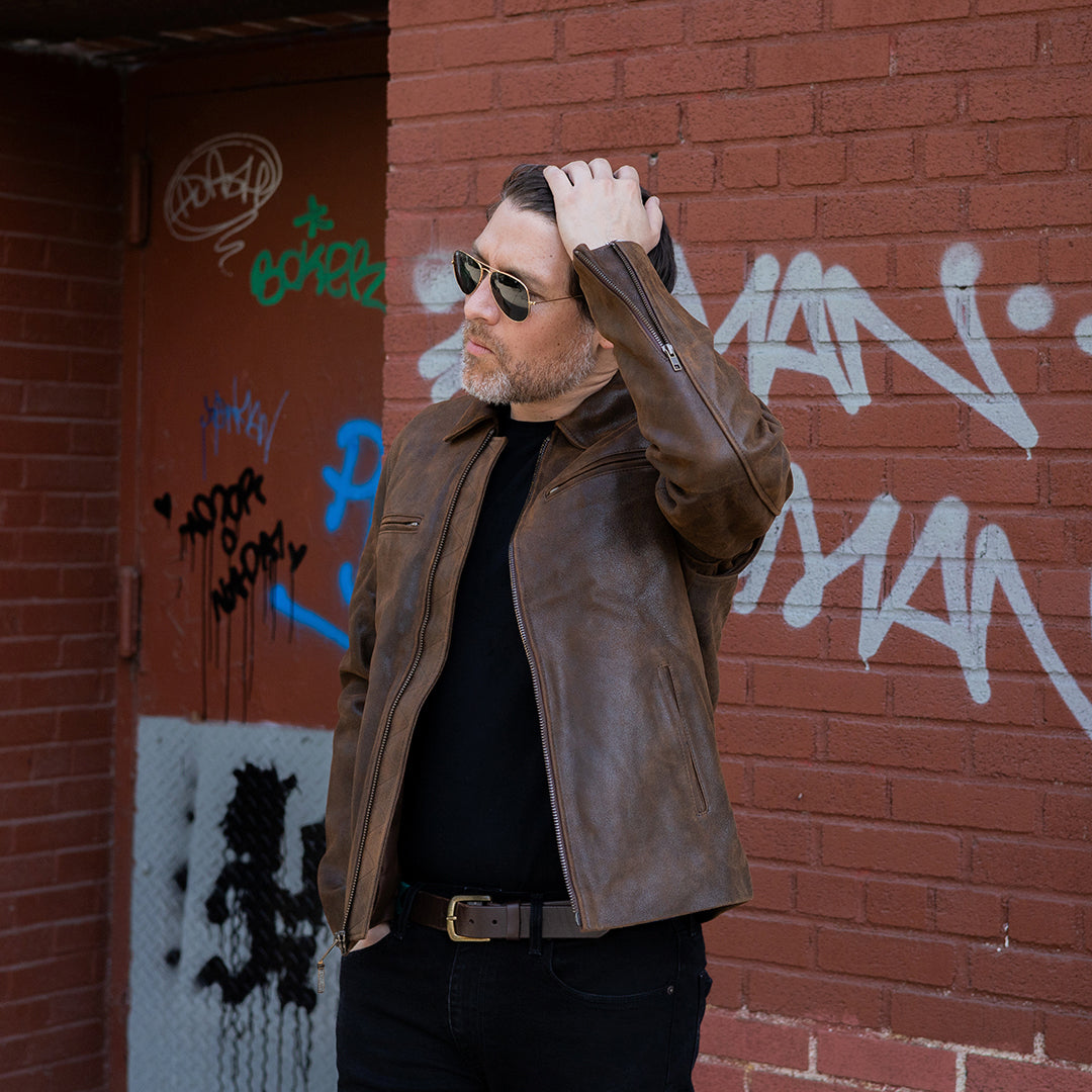 RAINIER MOTO LEATHER JACKET - CRACKED BROWN