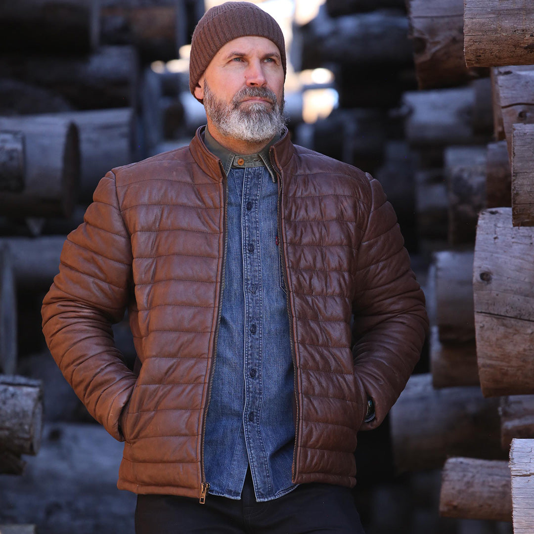ASPEN RIDGE QUILTED LEATHER JACKET - CHOCOLATE