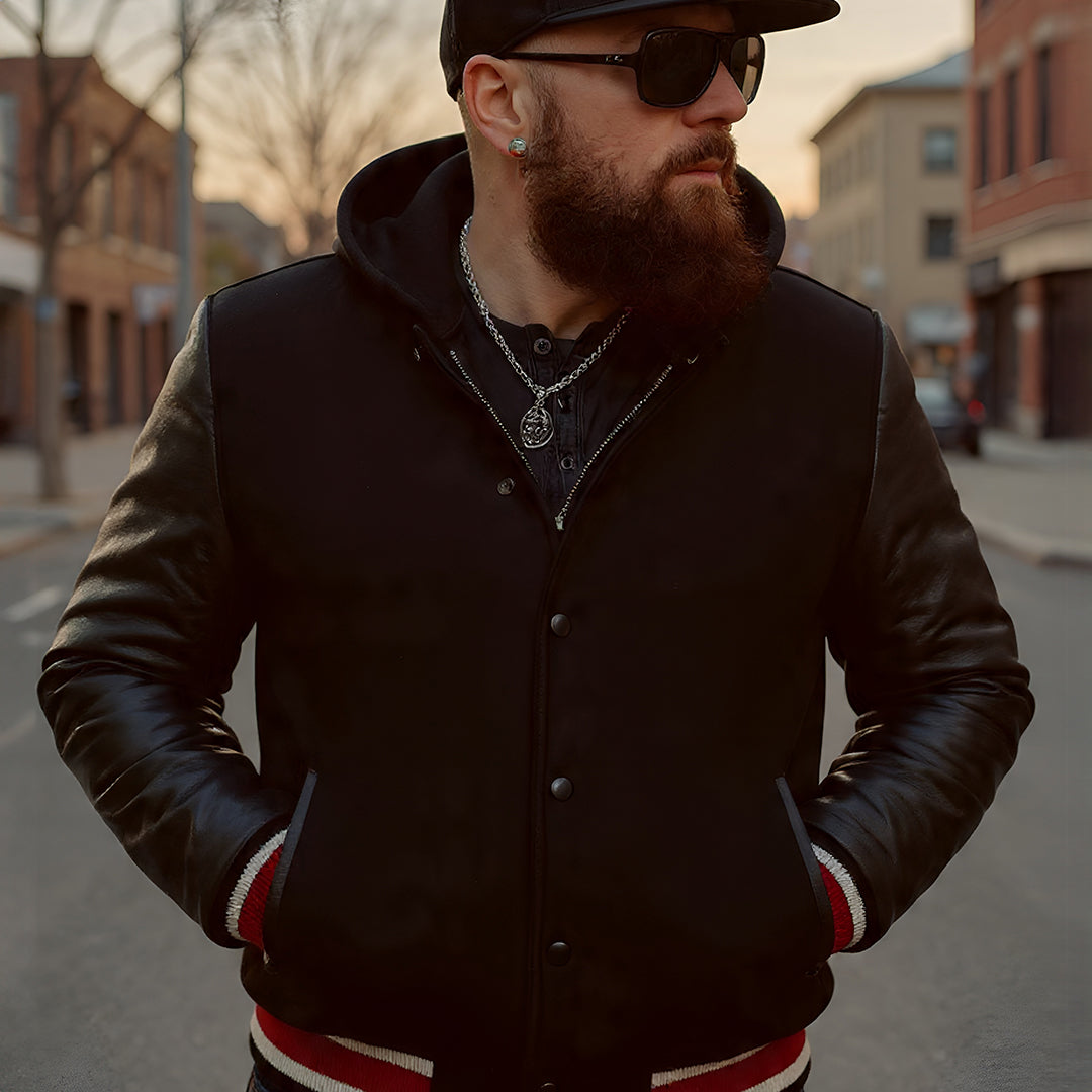 WOLFDEN VARSITY JACKET – CRIMSON NIGHT