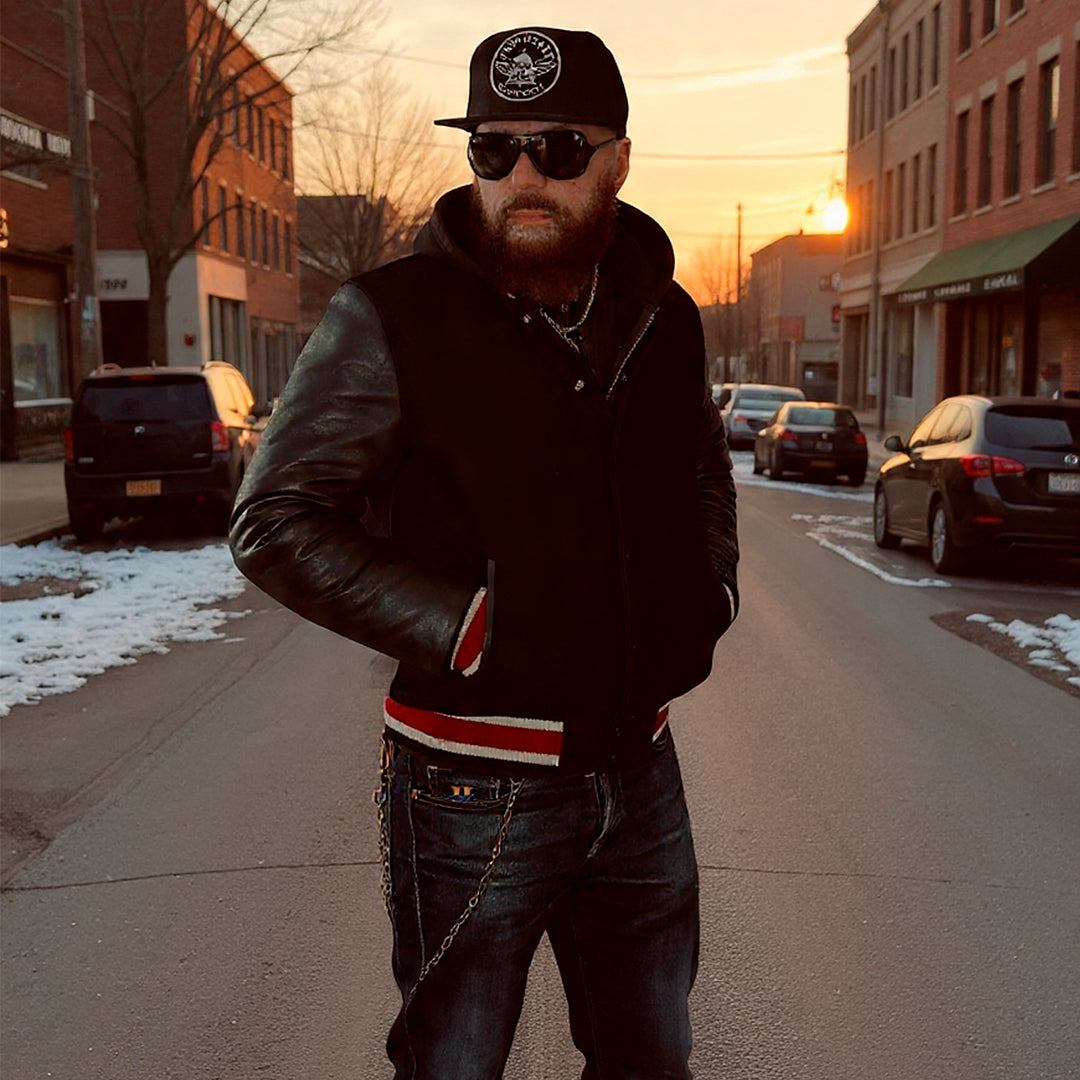 WOLFDEN VARSITY JACKET – CRIMSON NIGHT