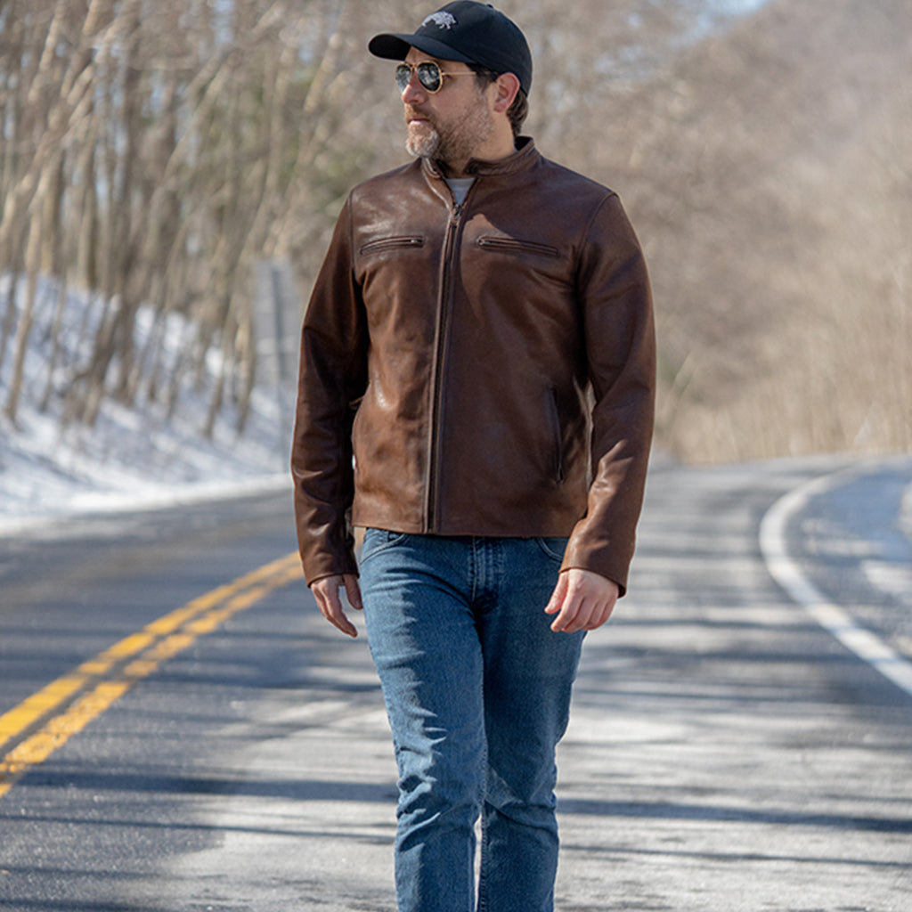 WHEELER PEAK RACER LEATHER JACKET - ANTIQUE RUST