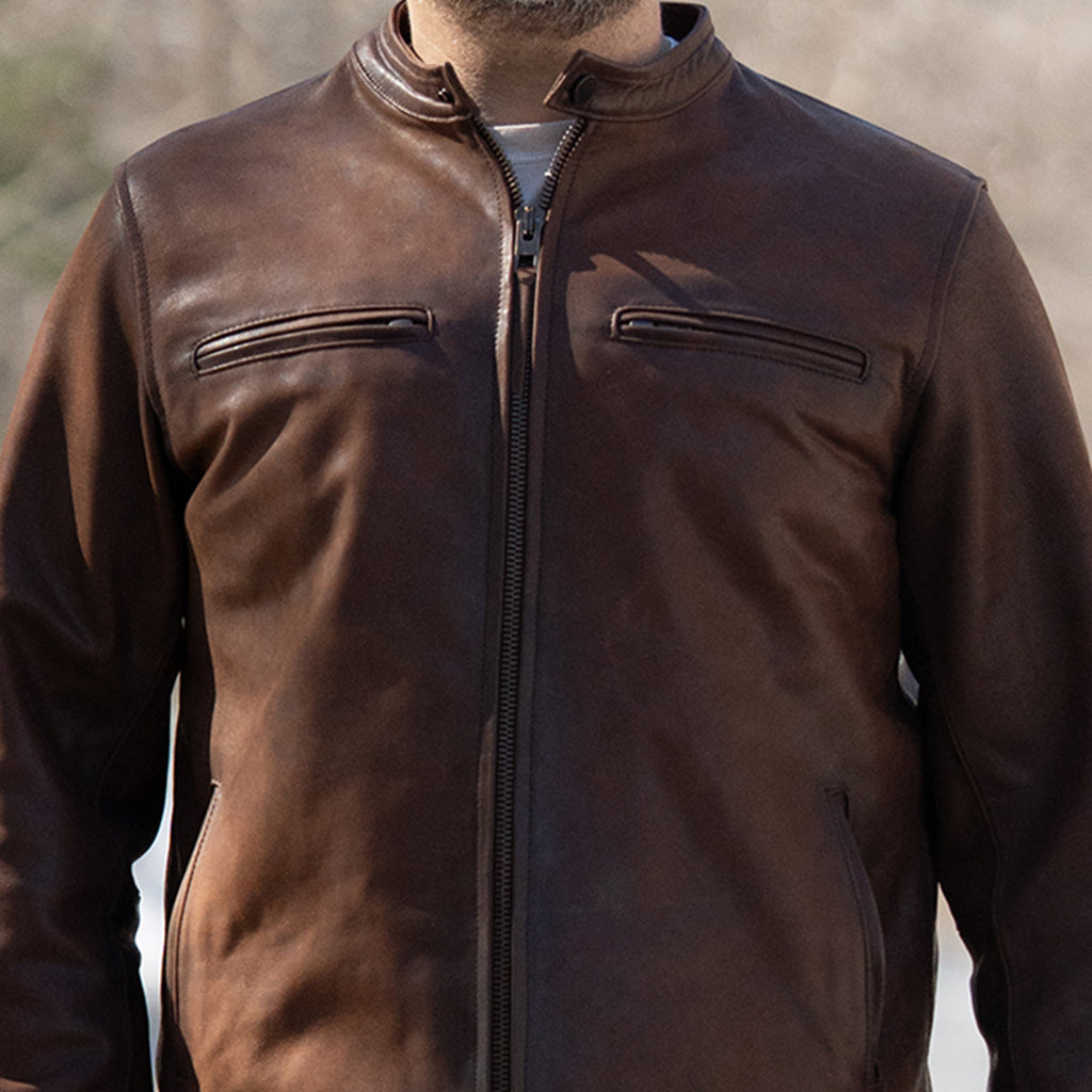 WHEELER PEAK RACER LEATHER JACKET - ANTIQUE RUST