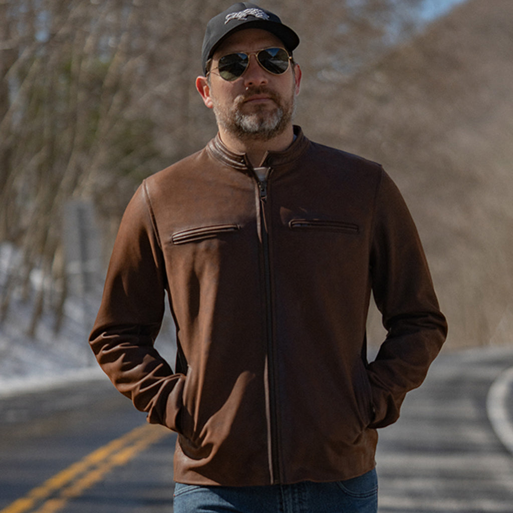 WHEELER PEAK RACER LEATHER JACKET - ANTIQUE RUST