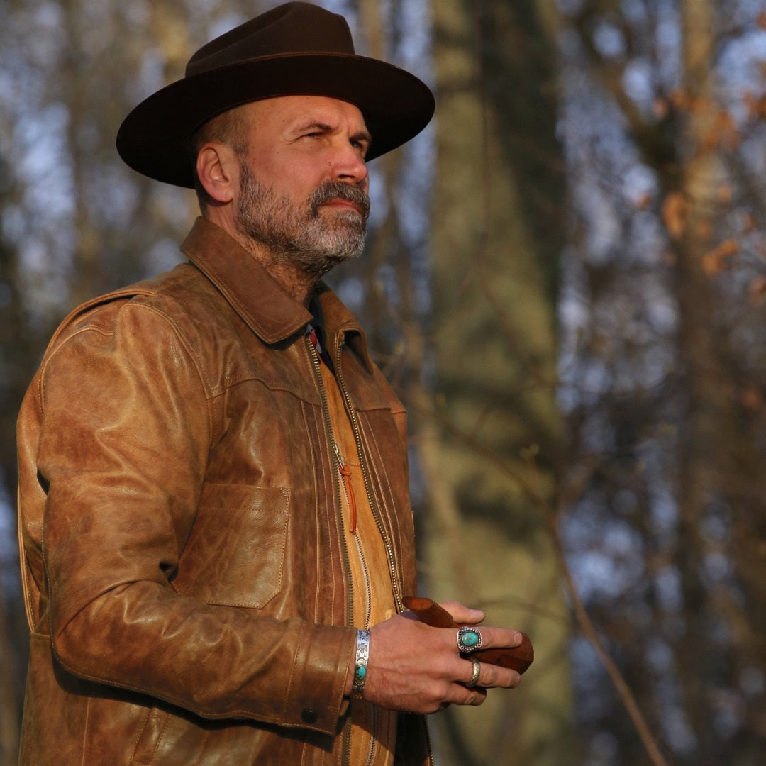 YELLOWSTONE WORK LEATHER JACKET - TAN COLOR
