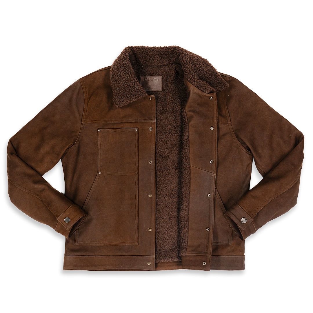 JUNEAU LEATHER JACKET- COFFEE