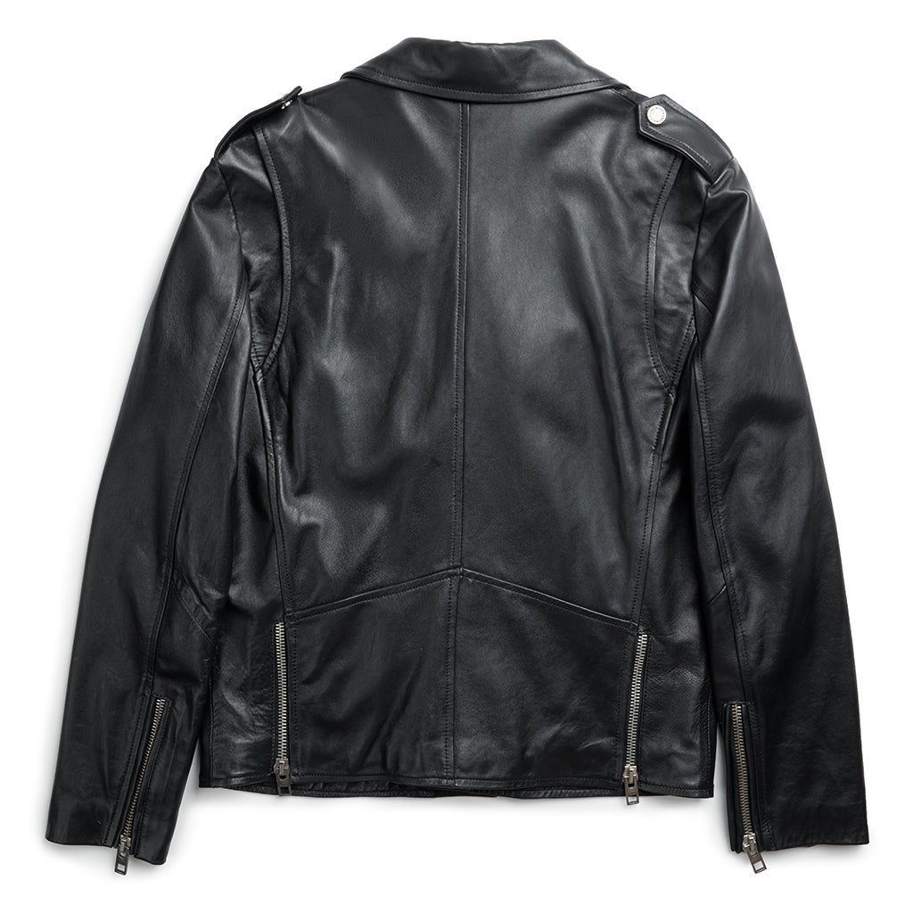 BORAH BIKER LEATHER JACKET - BLACK