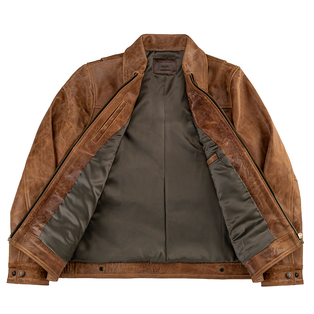 YELLOWSTONE WORK LEATHER JACKET - TAN COLOR
