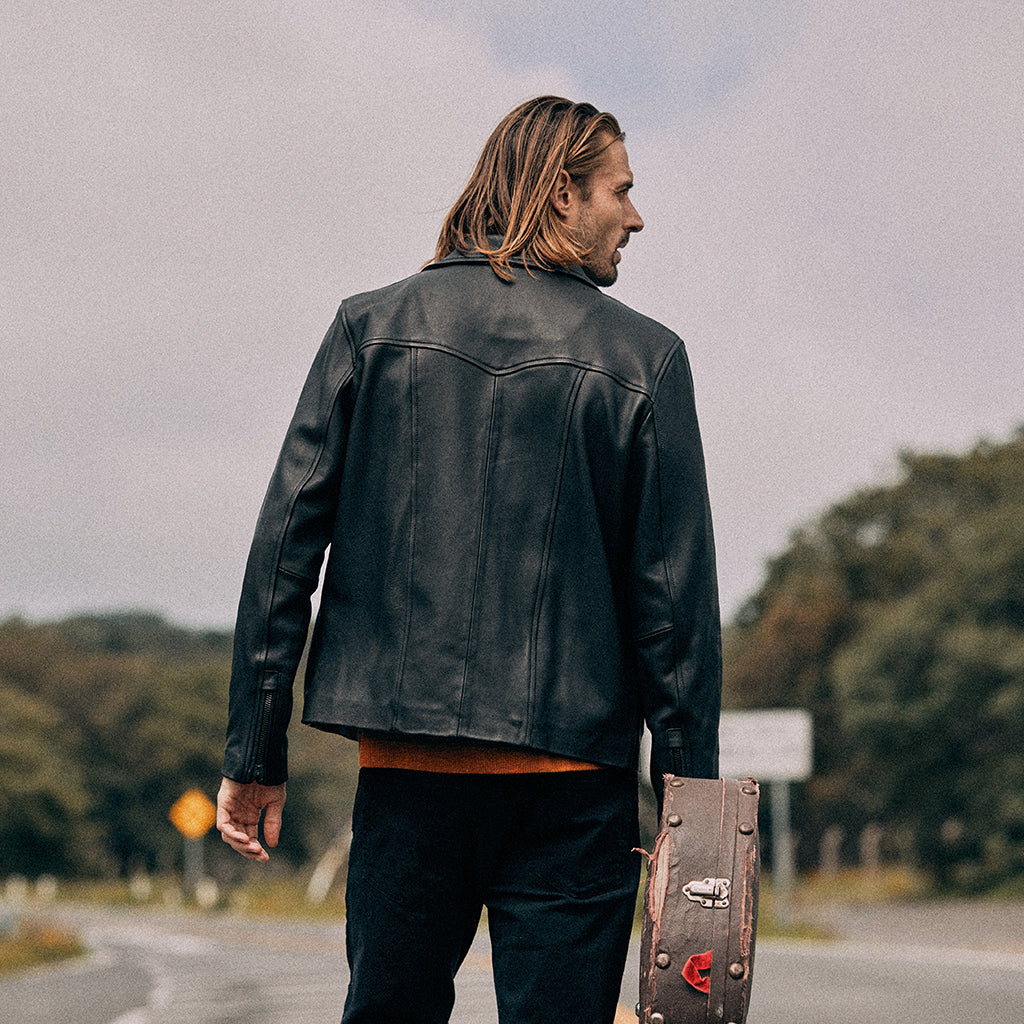 KATMAI MOTO LEATHER JACKET - BLACK MATE