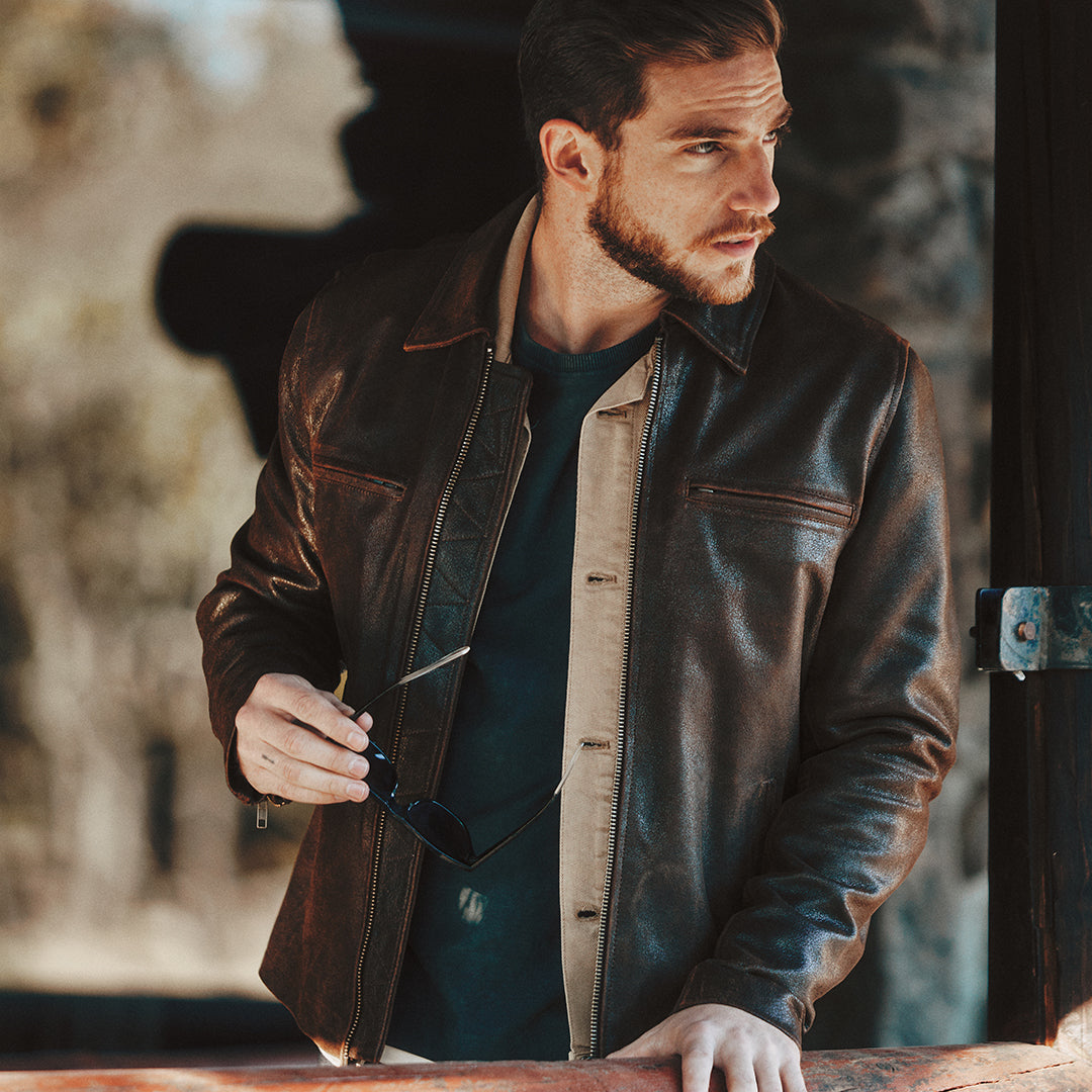 RAINIER MOTO LEATHER JACKET - CRACKED BROWN
