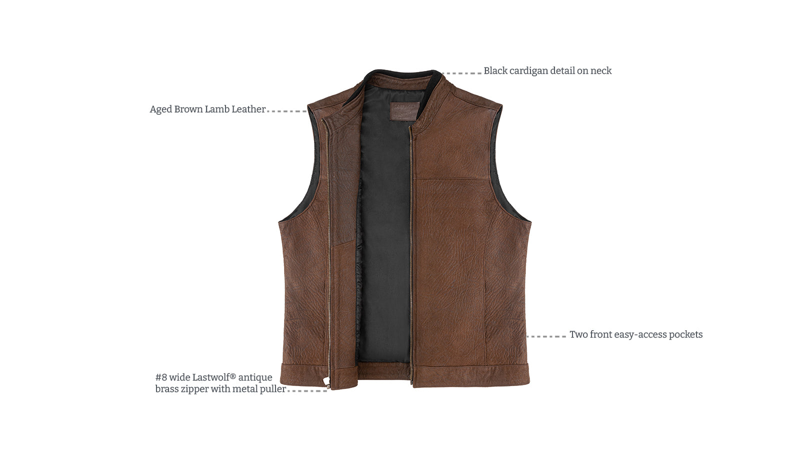 Details of apalache Leather Vest Brown