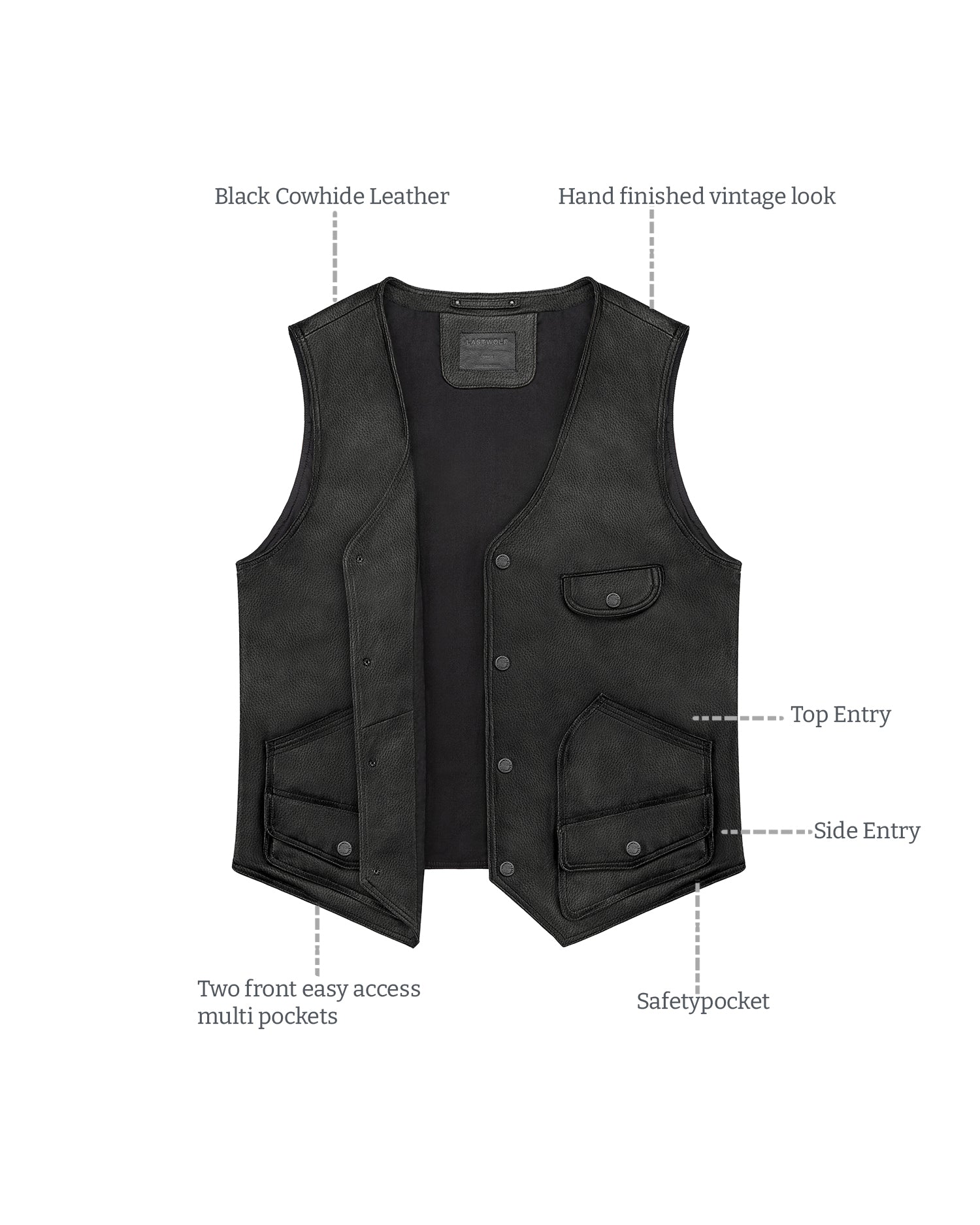 Details of Montana leather Vest Raven black