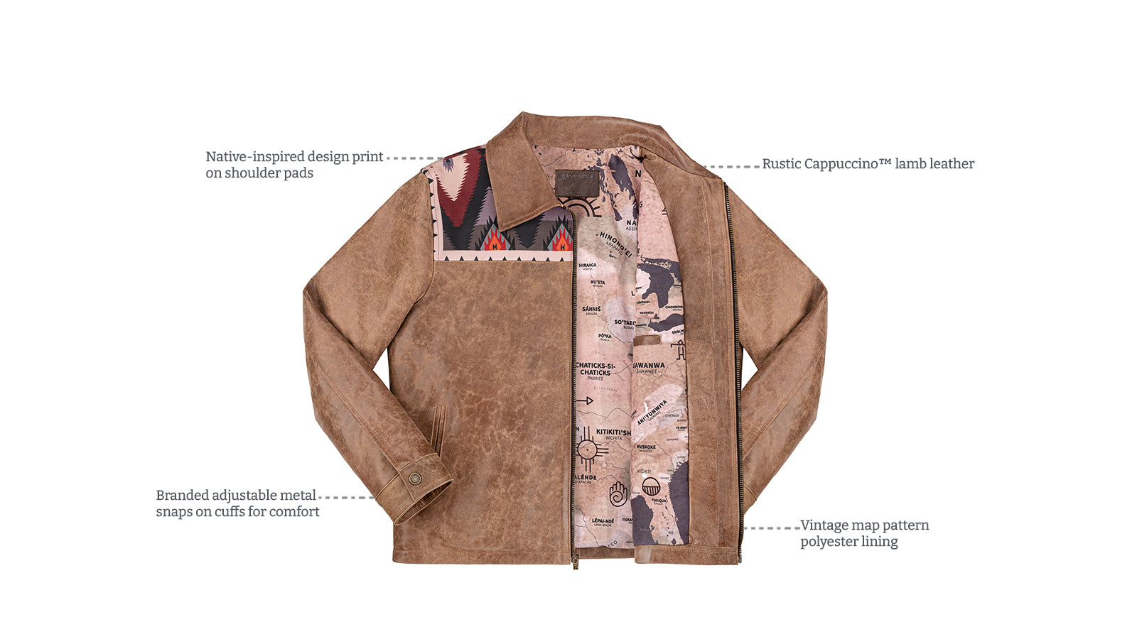 Details of Dakota Leather jacket Rustic Capuccino