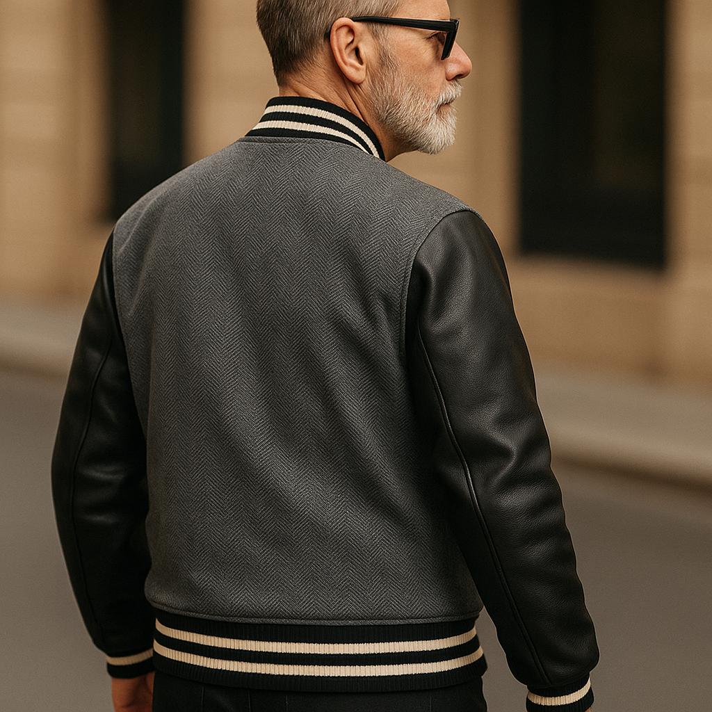 Elevated Tradition: The Herringbone Varsity Jacket by Lastwolf