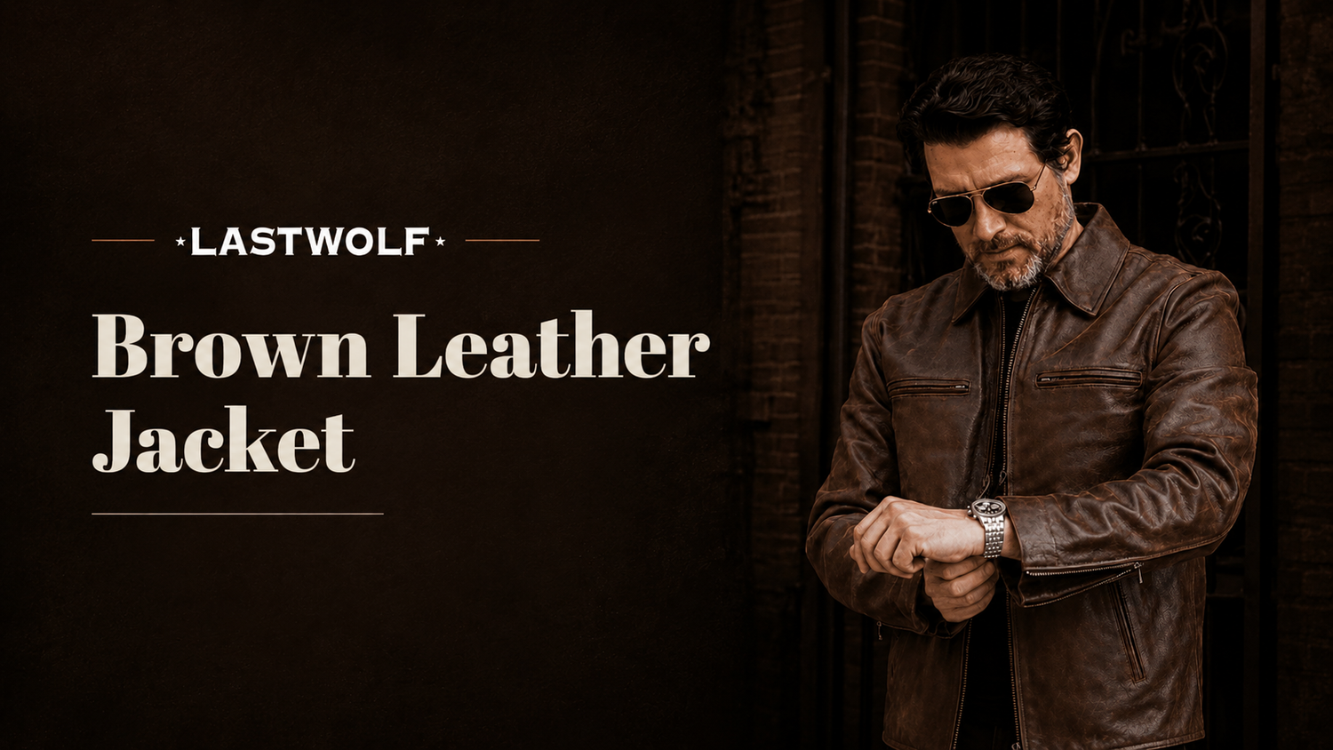 brown leather jacket