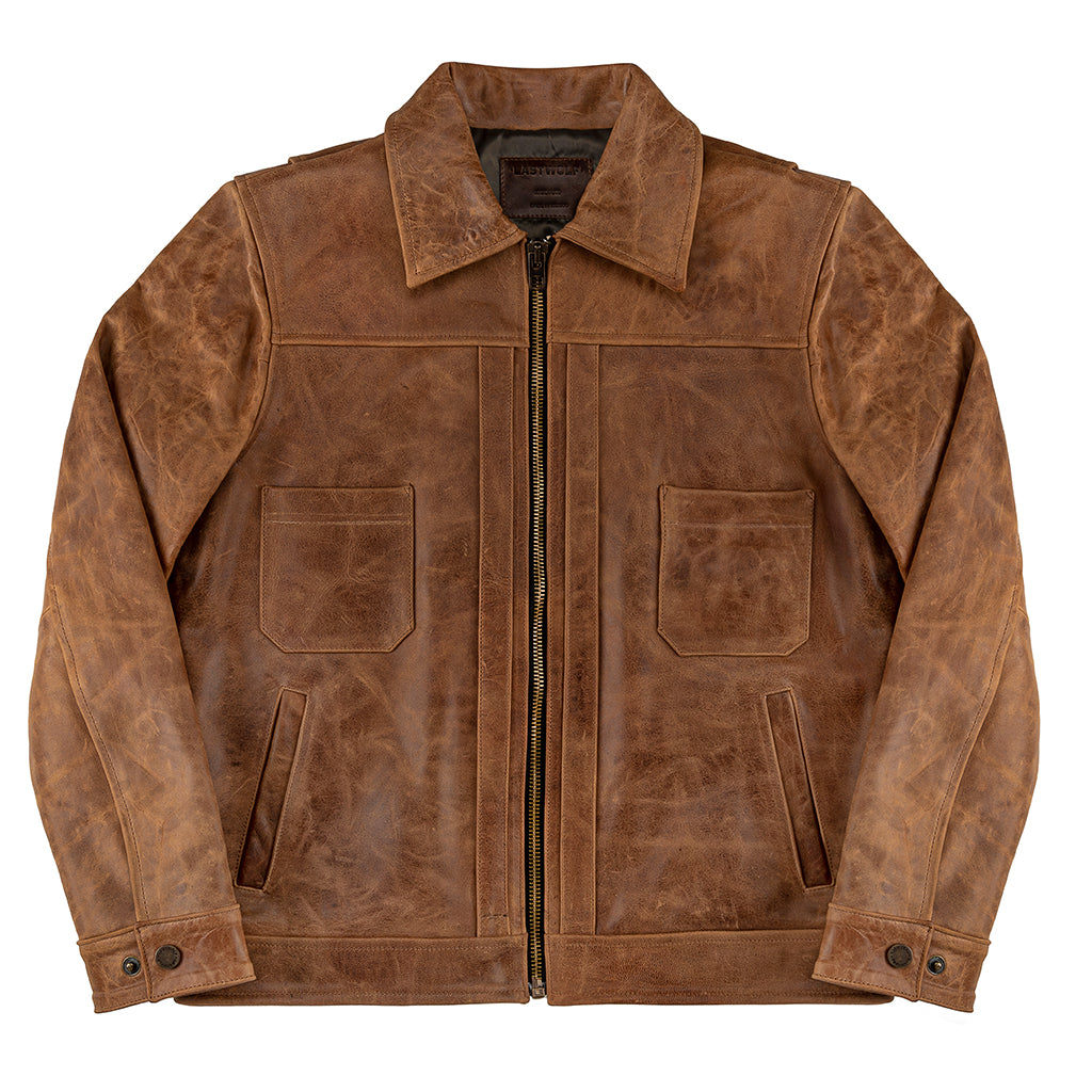 YELLOWSTONE WORK LEATHER JACKET -  TAN COLOR