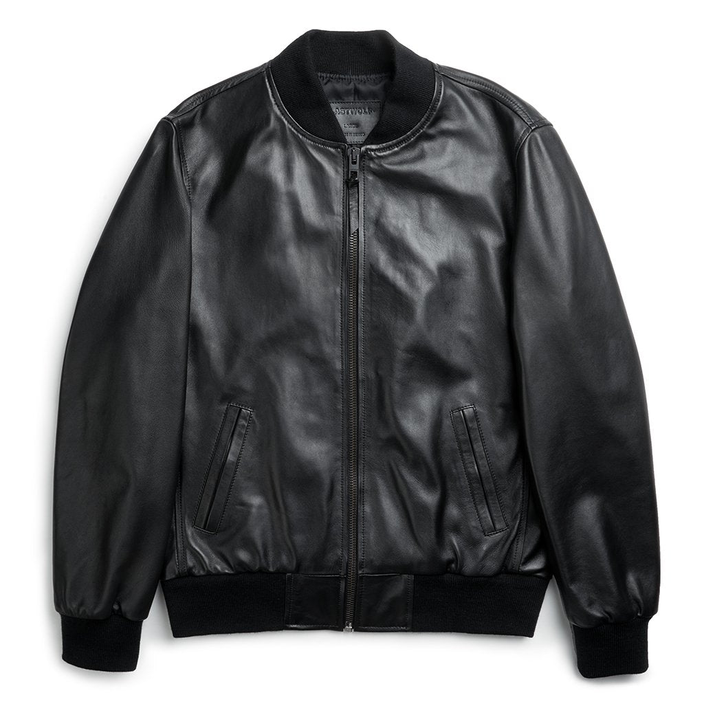 Black Elk Bomber Leather Jacket Black