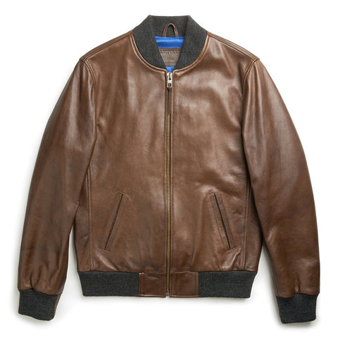 BLACK ELK BOMBER LEATHER JACKET - BROWN