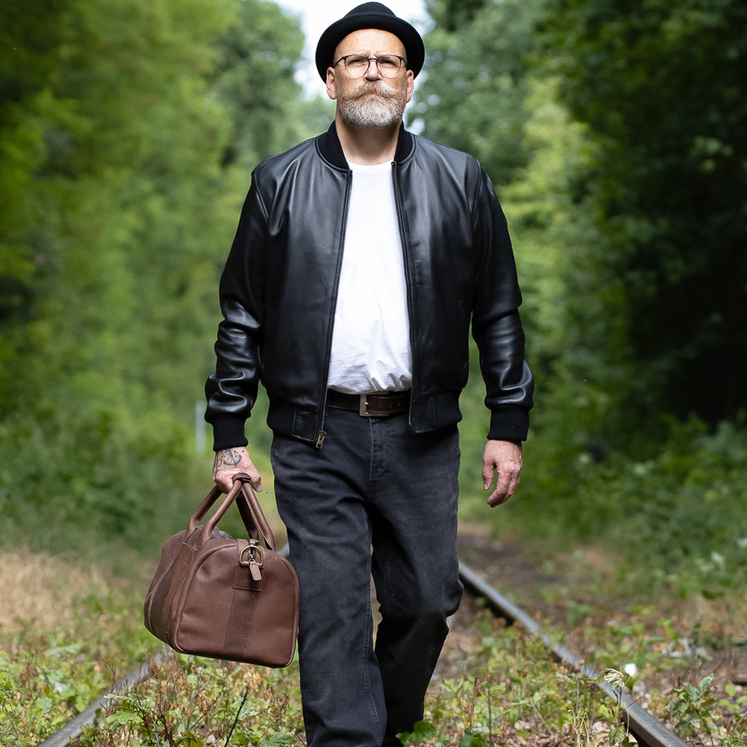 BLACK ELK BOMBER LEATHER JACKET - BLACK